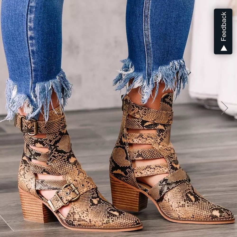 Arider girl snakeskin cutout ankle boot